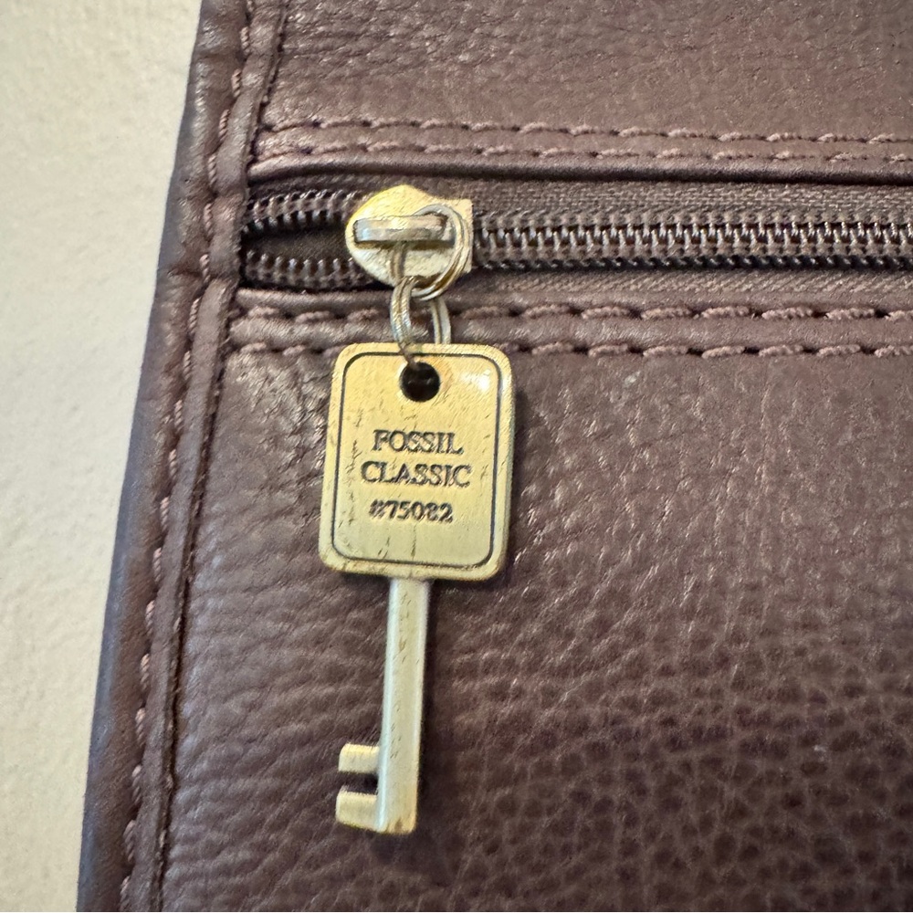 Vintage Fossil Leather Messenger Crossbody Bag Brown Built in Wallet‎ 75082 - Picture 12 of 16